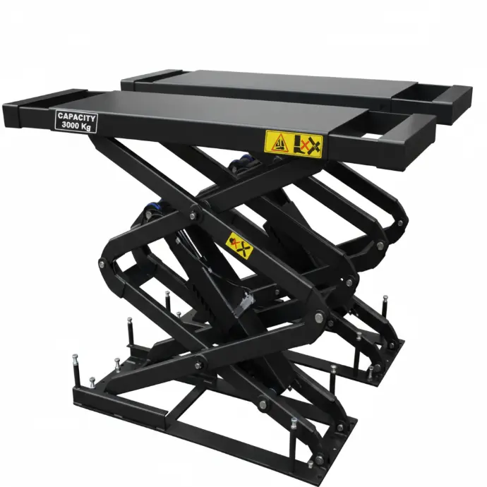 Cầu nâng cắt kéo nâng bụng 3.5 tấn, lắp chìm (1 pha, màu xanh RAL 3166).